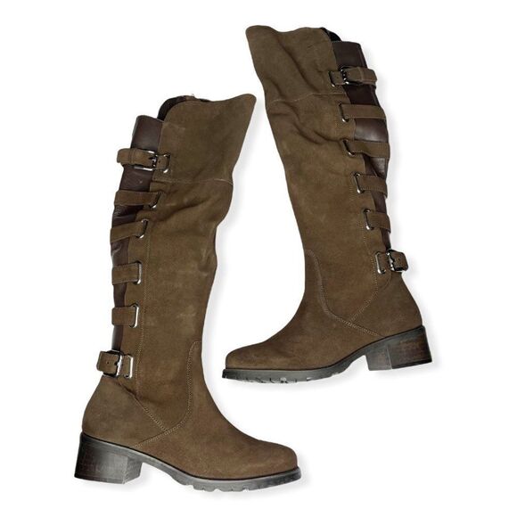 Matisse Shoes - MATISSE Lia Dark Brown Suede Leather Buckle Tall Boots